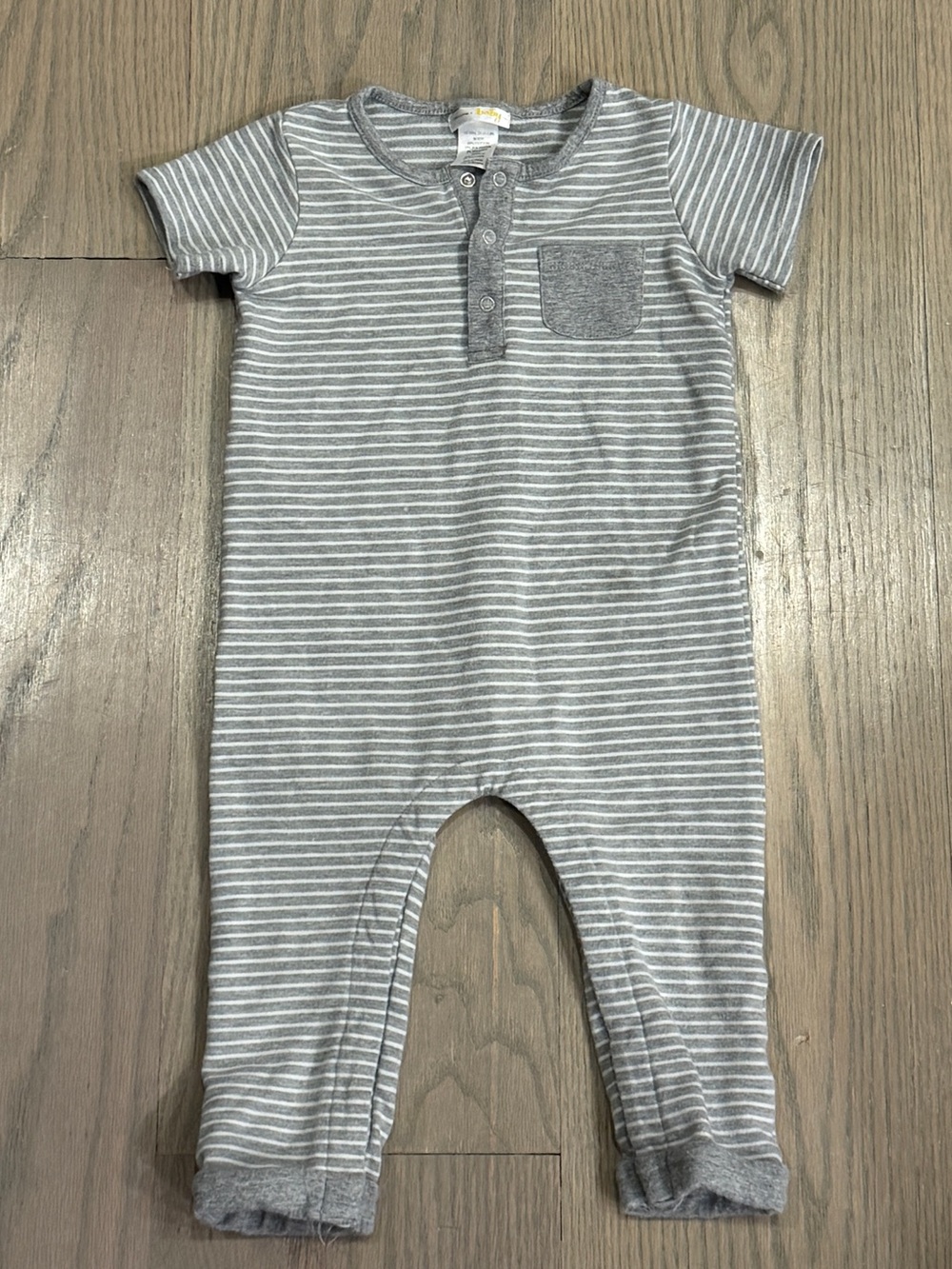 Baby Gray Stripe Short-Sleeve One-Piece
